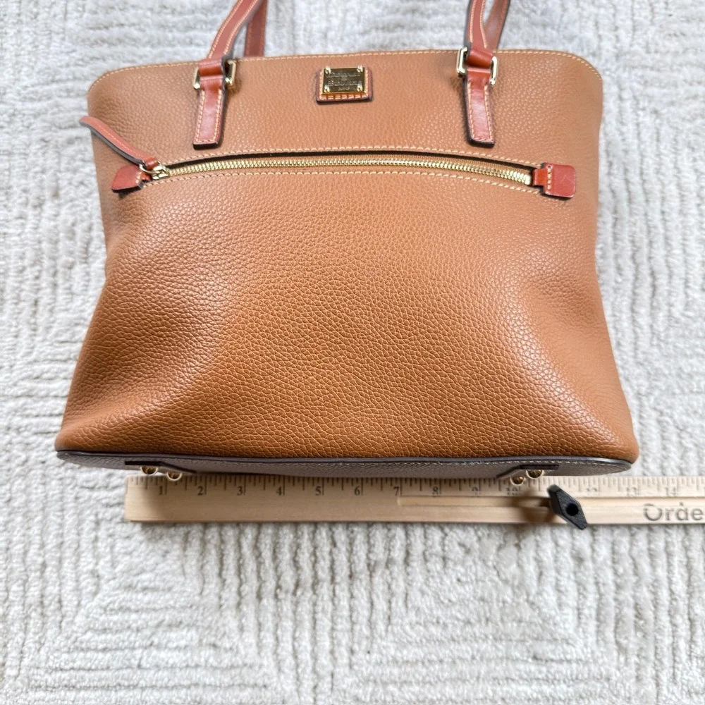 Dooney & Bourke Pebbled Leather Tote Women Medium Tan Caramel Shoulder Bag Zip